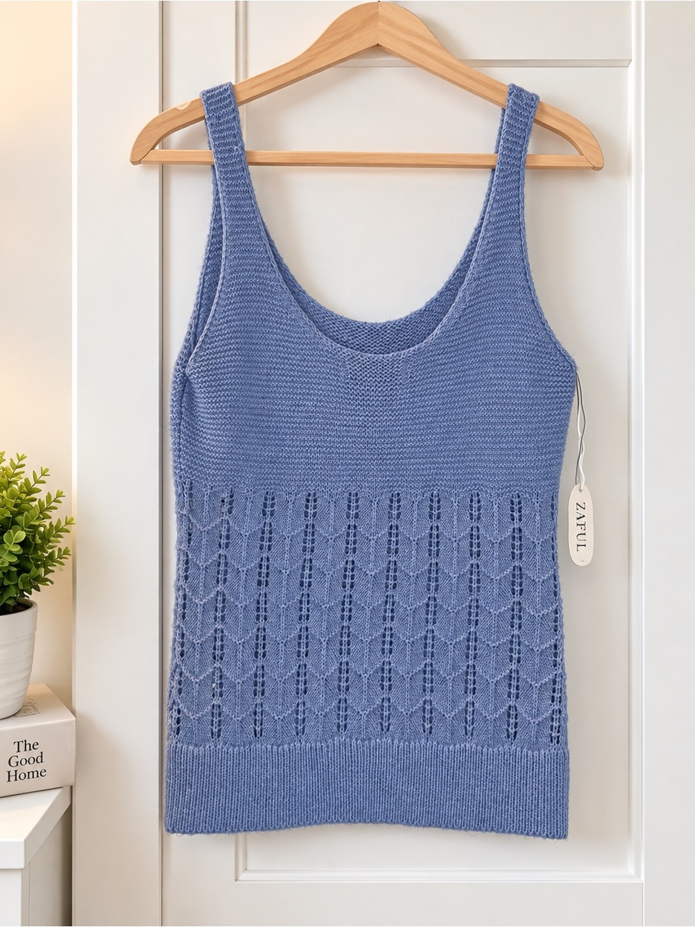 Zaful Periwinkle Knit Tank Top - Light Blue